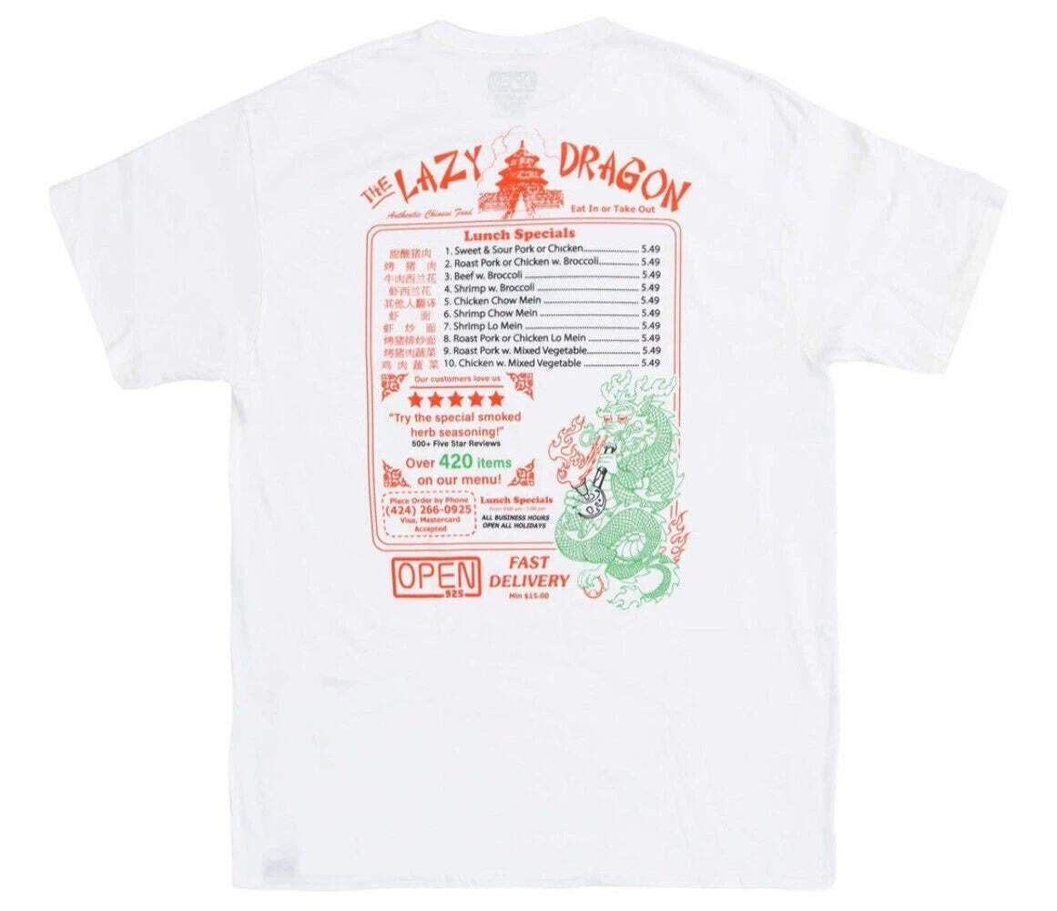 Открытая мужская футболка 925 Lazy Dragon Tee Белая Унисекс 3890₽