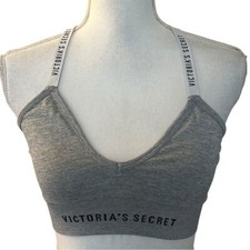 Victoria's Secret Gray Unlined Racerback Bralette Women  s Sz Small Spellout