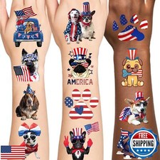 MIIVOYAGE USA Dog Temporary Tattoos   72pcs Individually American Flag Tattoo