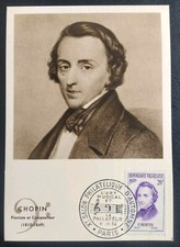 Carte Maximum Timbre N° 1086 Frédéric François Chopin Oblitéré Paris 1956