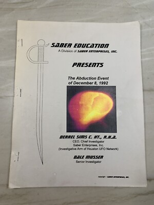 Alien Abduction Encounter December 8 1992 Saber Enterprises Investigation