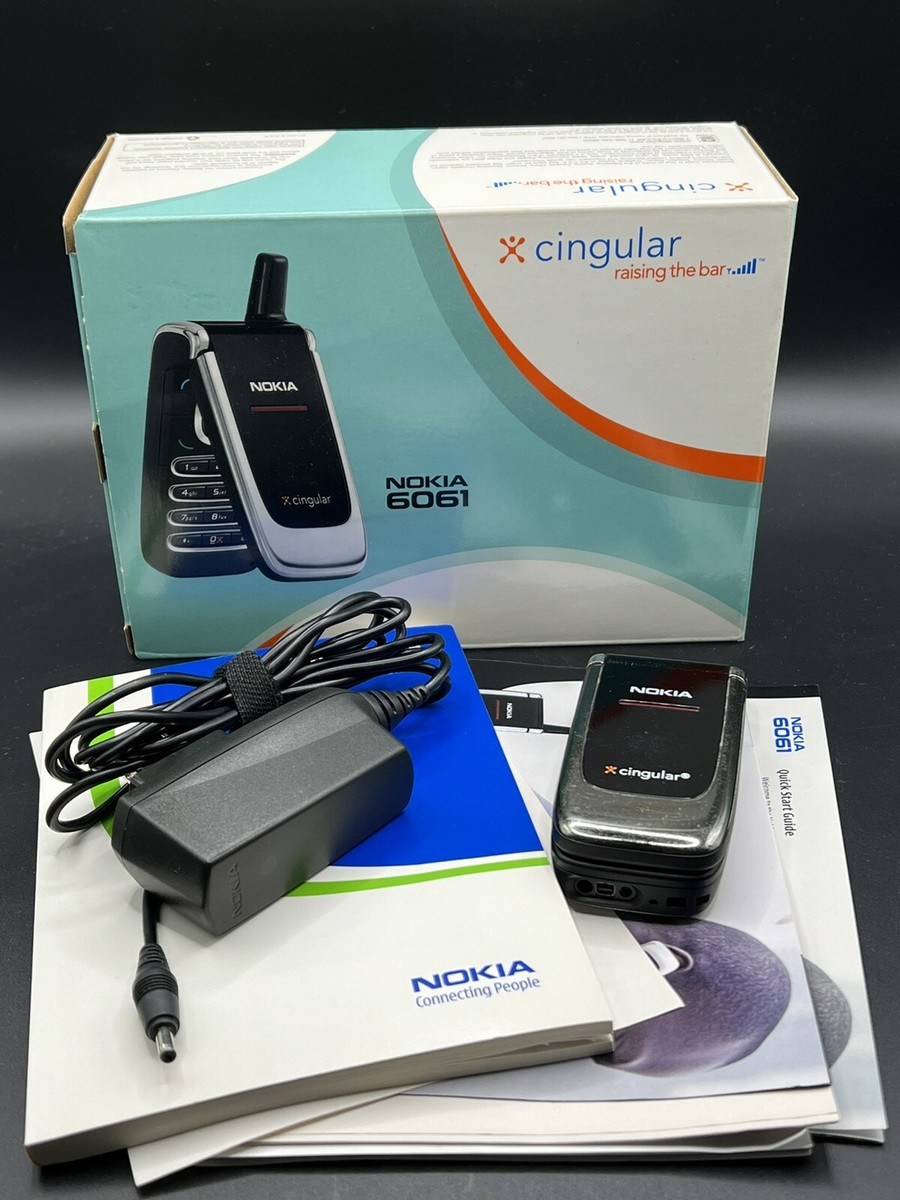 Vintage Nokia 6061 Flip Phone w/ Original Box Manuals Charger