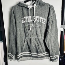 Unisex Large Hotel Pattee Hoodie Gray Perry Iowa Pullover J. America Vintage Y2K