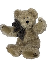 Mohair Blend Teddy Bear Plush Toy with Gingham Bow Kids Playtime Gift