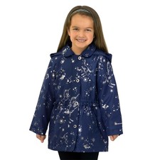 London Fog Kids Midweight Jacket with Hood Navy Stars Unicorns