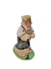 Antique Painted Clay Santon - Mage King - Height: 6.6 cm