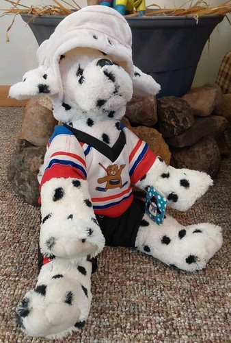 2001 VINTAGE THE Bear Factory Plush Stuffed Dalmatian Hockey Jersey Rare Dog Toy