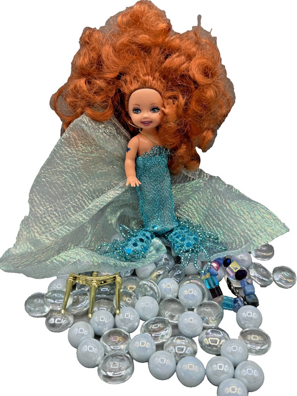 ~DS LOT O DRESSED BARBIE DOLL KELLY OOAK HANDMADE MERMAID BLUE