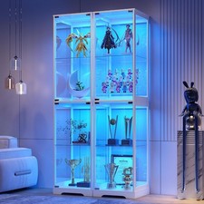 4-Tier 65" Tall Glass Display Cabinet with Doors and Motion Sensor  Clear