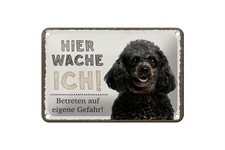 Blechschild Zwerg Pudel hier wache ich, 4 verschied Größen, Blechschilder Hunde