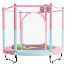 60" Trampoline for Kids, 5 FT Toddler Baby Trampoline with Safety Enclosure N...