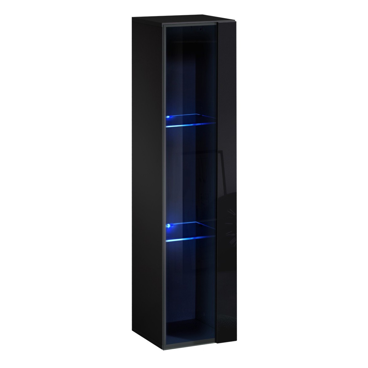 Vitrine murale LED Switch 120cm noir au design épuré et finitions haut de gamme