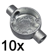 Metpro MB2G 20mm 2 Way Through Galvanised Conduit Box Pack of 10