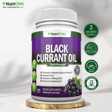 Black Currant Oil 1000 Mg - Cold-Pressed, Hexane Free - Hormone & Immune Health