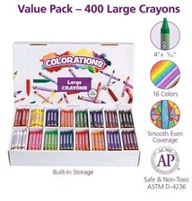 Large Crayon Classroom Pack, 400 Count, 16 Colors, Non-Toxic, Kids School Suppli