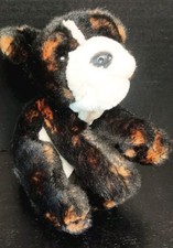 Vintage Realistic Black Brown Brindle  White Plush Bulldog Puppy Dog 10"