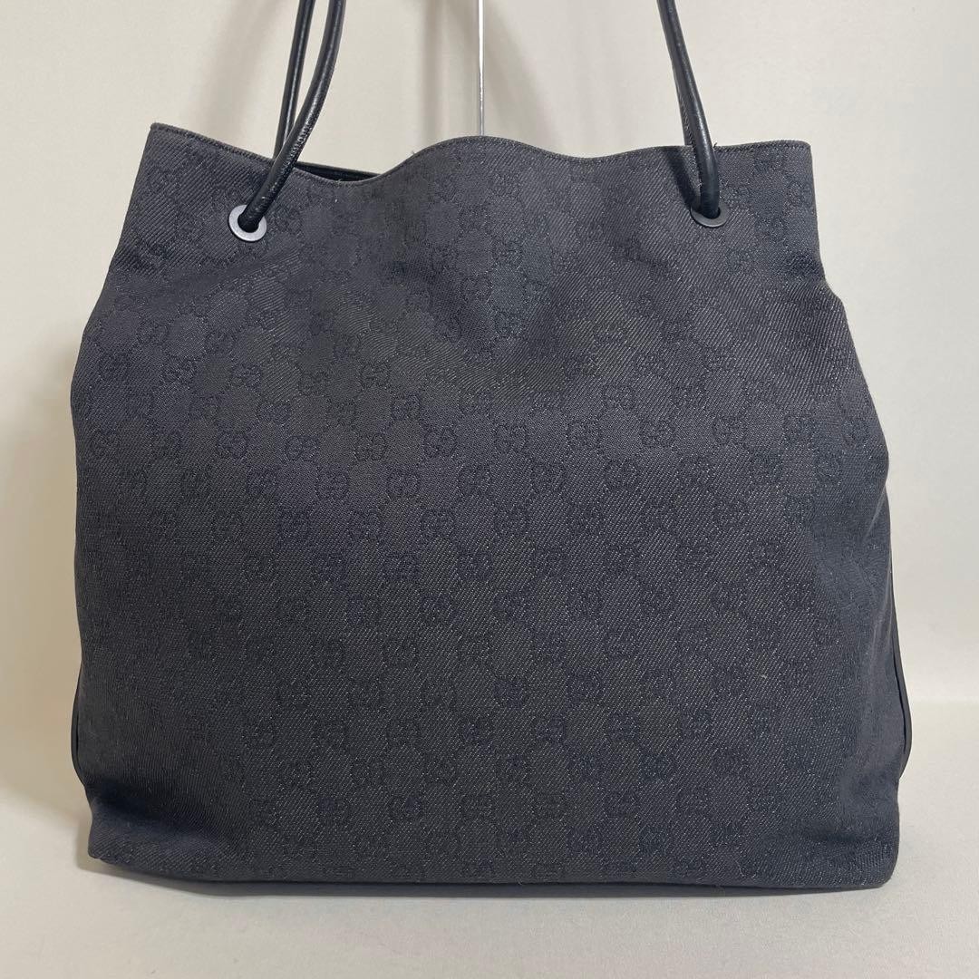 Gucci GG Canvas Tote Bag Black Leather Trim Excellent Condition thumbnail 2