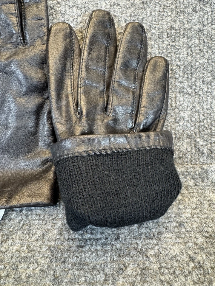 Guantes para mujer Fownes de cuero genuino negros forrados en acrílico talla mediana Foto 4 de 4