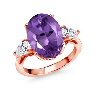 6.70 Ct Pink Created Sapphire and Lab Grown Diamond 18K Rose Gold Plated Silver