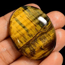 71 Ct Natural Tiger Eye Loose Gemstone Oval Shape Cabochon For Jewelry 37X30X7mm