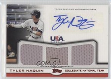 2011 Topps USA Baseball Team Triple Relics Red 19/25 Tyler Naquin Auto 1e5