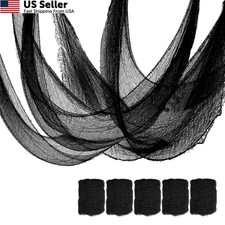 5 Pcs Black Halloween Gauze Creepy Cloth Fabric 72 x 30 inches, black