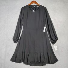 Chelsea28 Dress Women's XL Black Lined Open Back Ruffle Hem A-Line Modest NWT