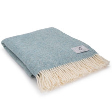 NEW BRONTE MOON DUCKEGG Blue Herringbone 100 Wool Throw Blanket British Isles