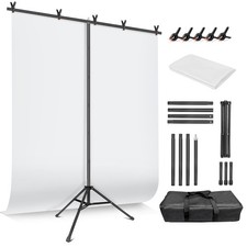 White Backdrop with Stand for Photoshoot, 5X6.5ft White Photo Backdrop with T...