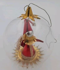 Resl Lenz West Germany Glass Ball Foil Spinning Santa Claus Christmas Ornament