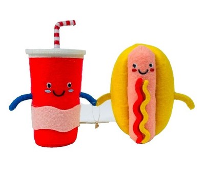 Sun Squad Summer Duo Felt Soda & Hotdog Decor Figures 5-6''