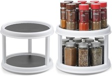 2 Pack, 2 Tier 10" Turntable Lazy Susan Spice Organizer - Rotating Seasoning
