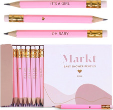 Mini Pencils for Baby Shower Games for Girl, Heart Pencils, Small Pink Pencil Se