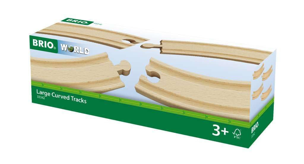 World 33342 - Large Curved Wooden Tracks | 4-Piece Toy Train Set Extension | ...