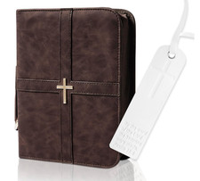 Funda para Biblia de cuero PU marrón, elegan...