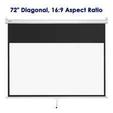 72" 16:9 Manual Pull Down Projector Screen Matte White Movie Video Home Theater