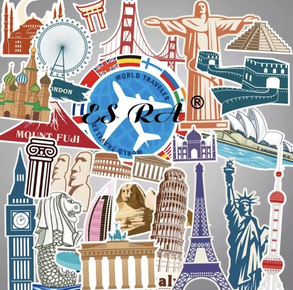 25x Große Reise Urlaub Sticker Set Retro Aufkleber Travel Koffer Vintage Reisen - Bild 1 von 4
