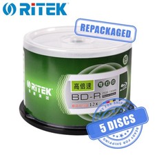 Ritek BD-R 25GB Printable 12x Blank Blu-ray Media 25 GB - 5 Discs