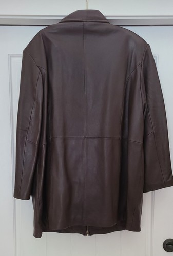 Leather Elements XL Brown Leather Jacket Removable Faux Fur Collar Pockets - Picture 5 of 12