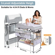 Baby Changing Table Folding Diaper Changing Station W Lockable Wheel Easy Clean