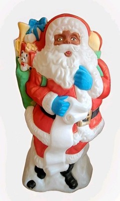 Vintage BLACK Christmas Blow Mold Santas Best W/ Sack Of Toys African American