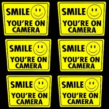 6 SMILE YOURE ON CAMERA WINDOW WARNING STICKER SIGNS FOR HOME