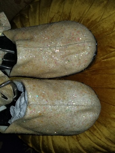 Scarpe donna vintage anni 70 GAMMINA discoteca glitter legno plateau Italia 7,5 8 38 - Foto 10 di 22