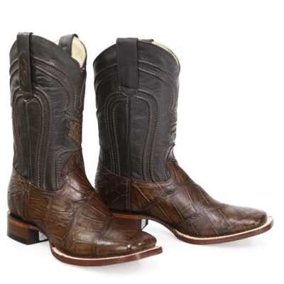 Los Altos Genuine ALLIGATOR BROWN SQUARE Toe Handmade WESTERN BOOT D 8225807