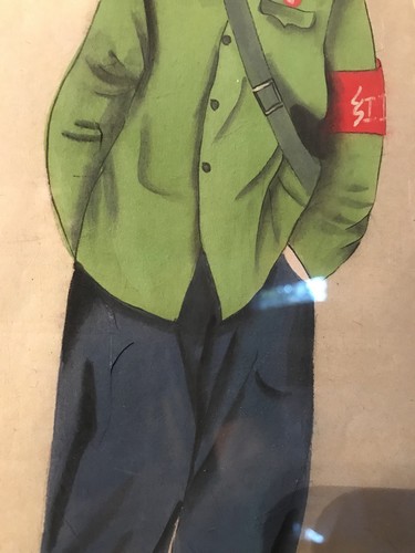 Vintage Original Communist Chinese Propaganda Art PAINTING Young Man Party Membe - Afbeelding 4 van 6