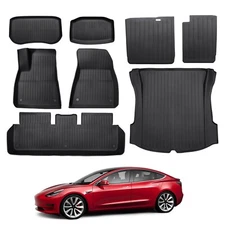 OtriFowd Tesla Model 3 Floor Mats Full Set 8 pieces Waterproof TPE