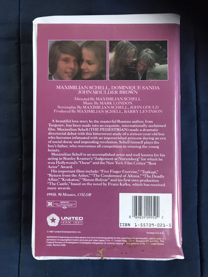 Maximilian Schell’s FIRST LOVE on VHS in Clamshell case 1970/1987 Rare TESTED VG Foto 2 de 3