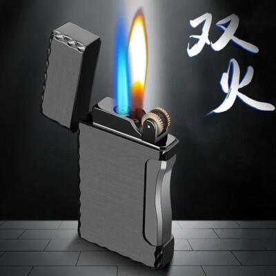 ebay cigarette lighters Double Flame Cigar Lighter Cigarette Torch Butane Gas Windproof Metal  Lighters