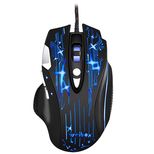 RATON GAMING MOUSE RETROILUMINADO 7 COLORES 8 BOTONES CABLE USB 2400 DPI WB-912