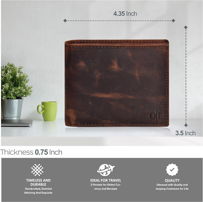 Portafoglio Uomo In Pelle Sottile E Minimalista Con Blocco RFID - Colore Carbonio E Arancione - Foto 2